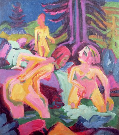 Tres bañistas en un arroyo de Ernst Ludwig Kirchner